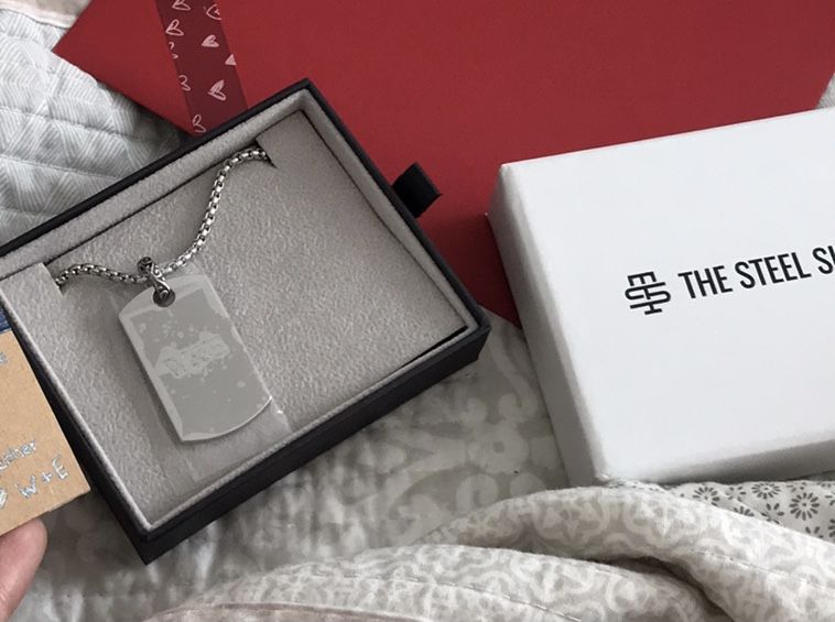 Customer photo review of Personalized Stainless Steel Engravable Dog Tag Pendant