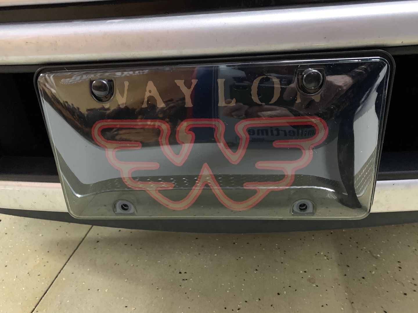 Customer photo review of Waylon Jennings Flying W License Plate