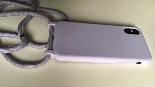 Customer photo review of Liquid Silicone Crossbody Purple iPhone Case