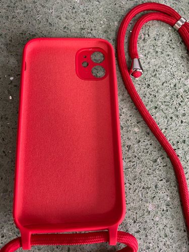 Customer photo review of Liquid Silicone Crossbody Red iPhone Case