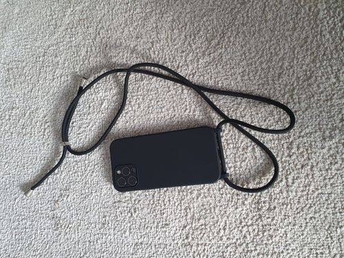 Customer photo review of Liquid Silicone Crossbody Black iPhone Case