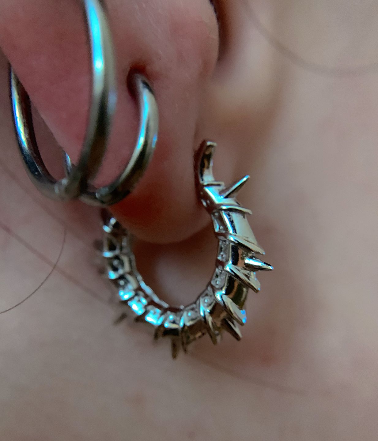 Customer photo review of ARMORED OPEN HOOP EARRING
