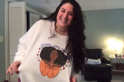 Customer photo review of You Are Enough (Hearts) -- Sweatshirt