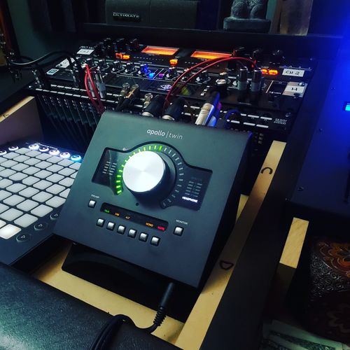 Customer photo review of Pedal Stand PRE-ORDER | Audio Interface Foam Desk Angle Riser