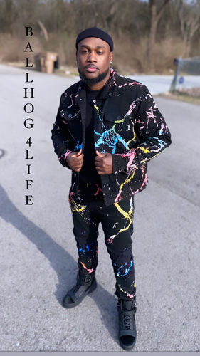 Customer photo review of Ripped Denim Jacket Black Multi Wash (M6186D)