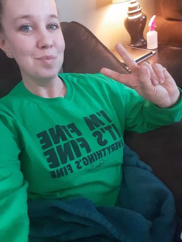 Customer photo review of I'm Fine It's Fine Everything's Fine Winter Apparel