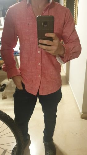 Customer photo review of Cotton and Linen Blend Smart Casual Mens Shirt