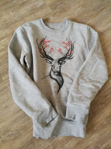 Customer photo review of HIRSCH BLÜTEN (weiss) - BIO  - Unisex Organic Sweatshirt