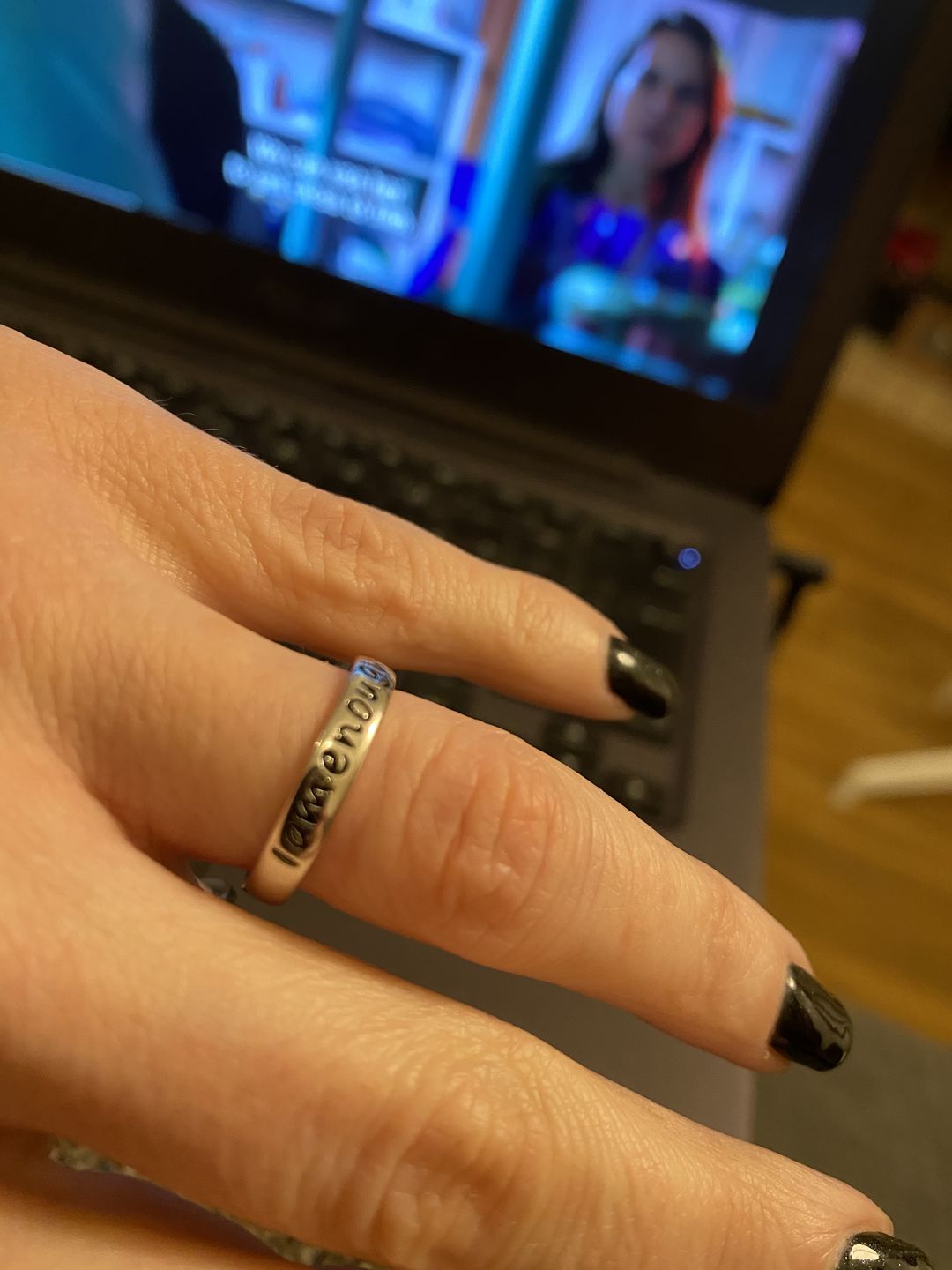 Customer photo review of 925 Sterling Silver 'I Am Enough' Ring