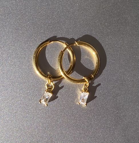 Customer photo review of Single Stone Hoop Earrings