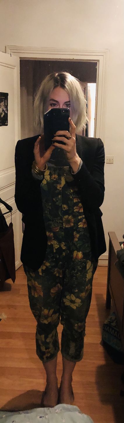 Customer photo review of Plus Size - Flower Print Casual Denim Cotton Jumpsuit Dungarees
