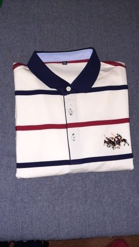 Customer photo review of Mens Pony Polo Shirt Striped Slim Fit Long Sleeved