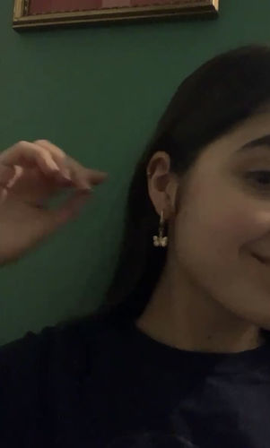 Customer photo review of Small Butterfly Hoop Earrings