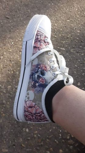 Customer photo review of Floral Skull Low Top