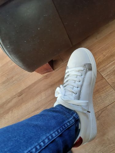 Customer photo review of Georgetta Silver Glitter Trainers