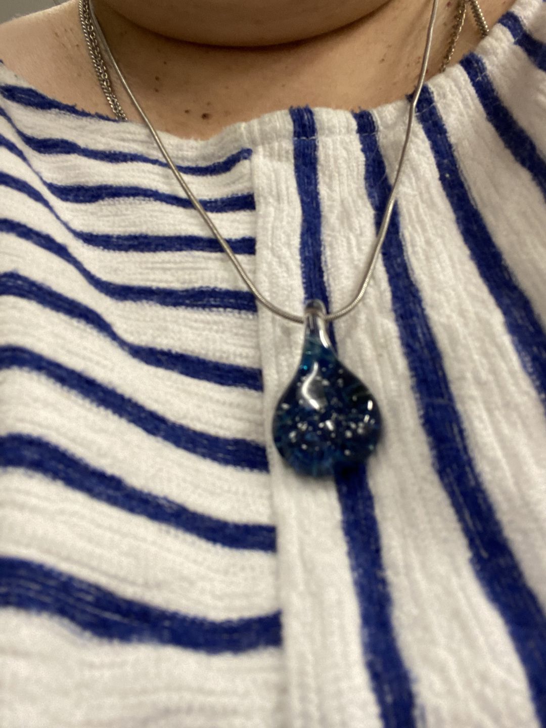 Customer photo review of Blue Moon Cremation Pendant