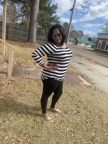 Customer photo review of Striped Legging Set (Black/Ivory)