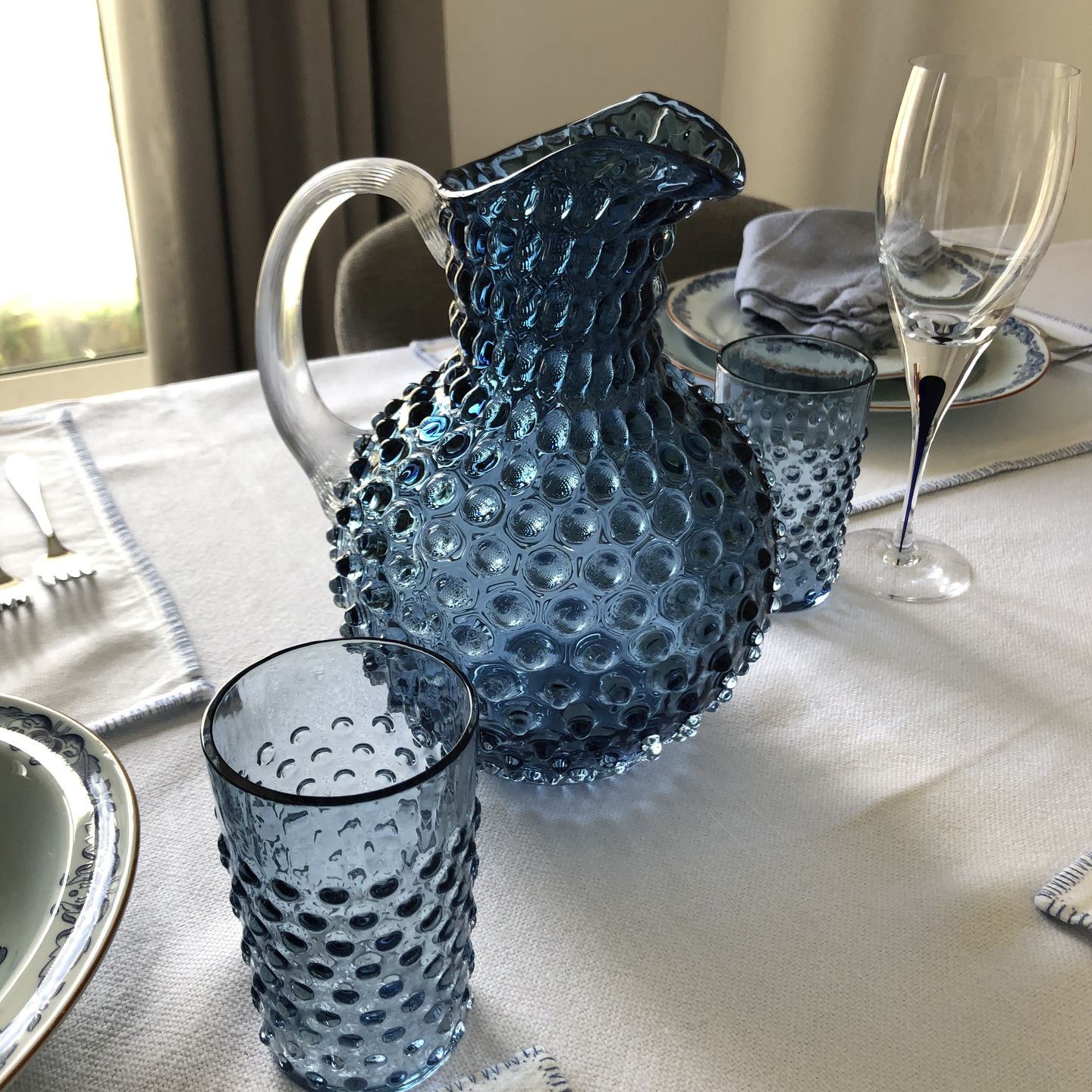 Customer photo review of Underlay Blue Smoke Hobnail Jug