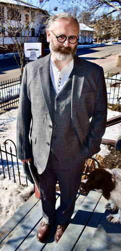 Customer photo review of Dark Grey Herringbone Tweed 3 Piece Suit