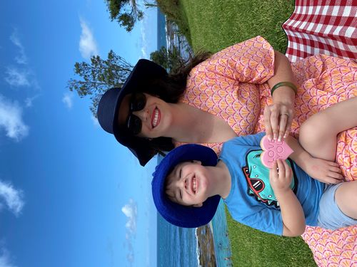 Customer photo review of Fete Maternity & Nursing Wrap Dress