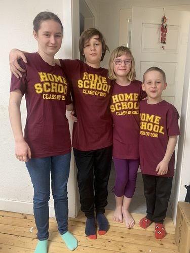 Customer photo review of Adults and Kids Home School Class Of 2021 Tee - Burgundy (MRK X)