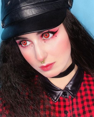 Customer photo review of Icoloured® Mystery Red Naruto Colored Contact Lenses
