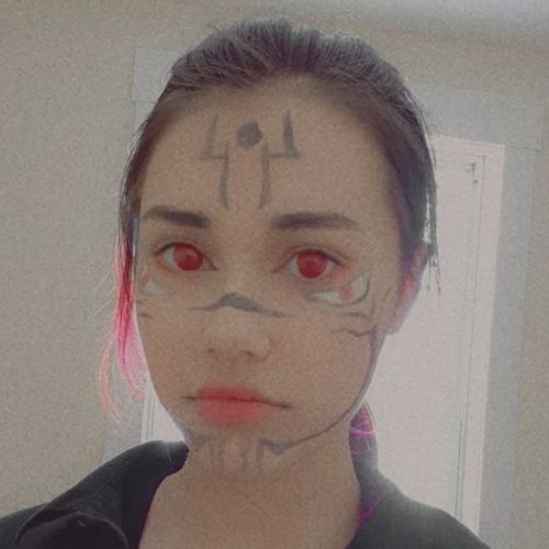Customer photo review of Icoloured® RED BLIND COLORED CONTACT LENSES