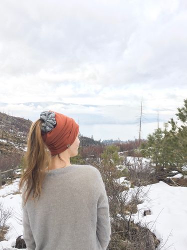 Customer photo review of The Monashee Twist - multi wear beanie
