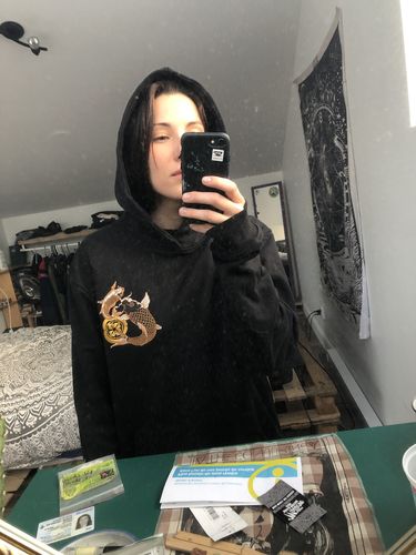 Customer photo review of Double Koi & Dragon Embroidered Sukajan Hoodie