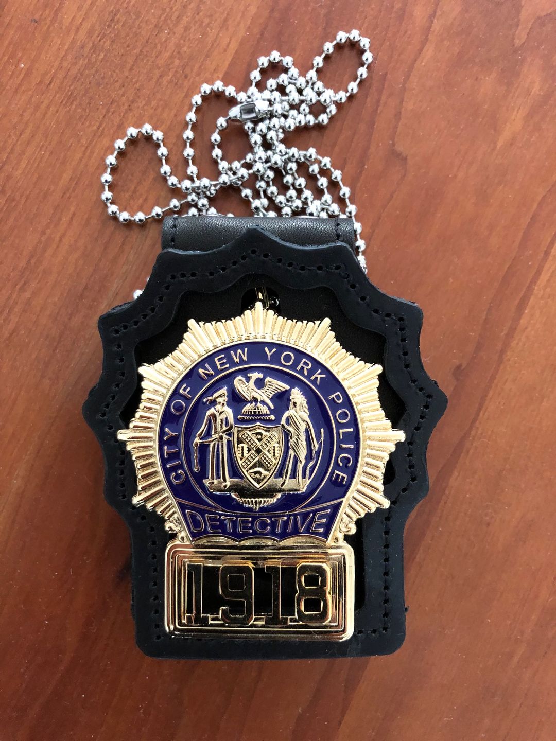 Customer photo review of NY New York Police Detective Badge Solid Copper Replica Movie Props With No.1918