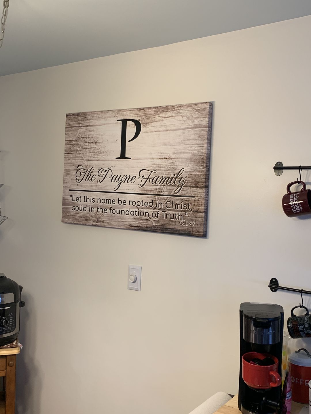 Customer photo review of Let this home be rooted in Christ, personalized family name wall art canvas