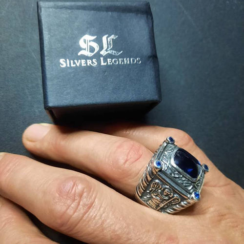 Customer photo review of Silver Men's Ring With Stones Archangel Michael and Archangel Gabriel Handmade