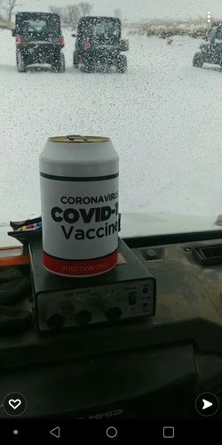 Customer photo review of Covid-19 Vaccine Beersy Silicone Sleeve Hide-a-Beer Can Cooler