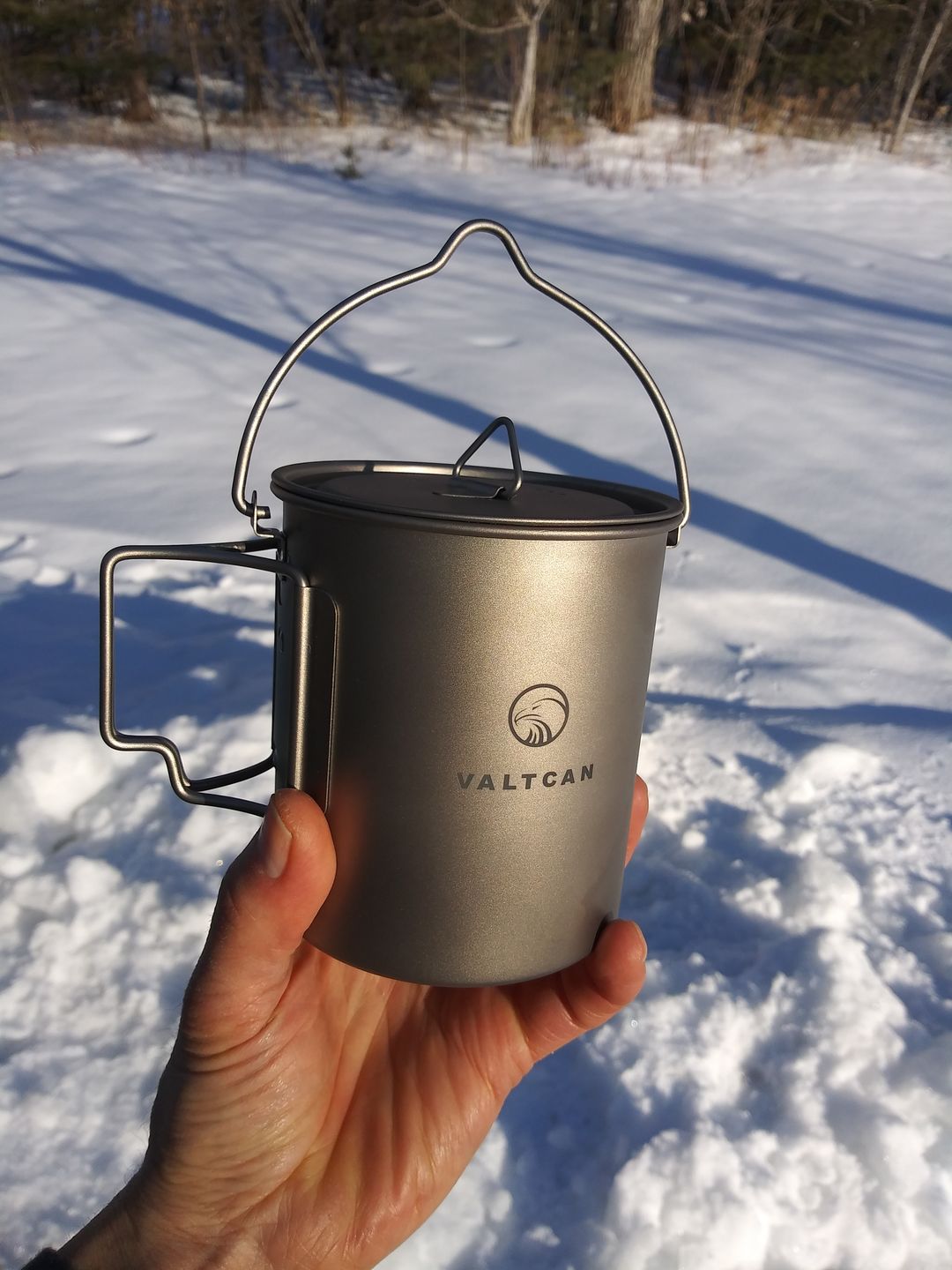 Customer photo review of Valtcan Titanium Camping Pot 750ml with Handles