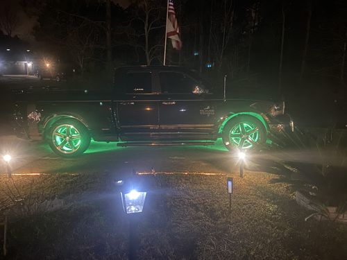 Customer photo review of SPELAB 15.5" Million Universal Waterproof Color LED Wheel Ring Lighting Kit 4pc Blue-tooth App Controlled