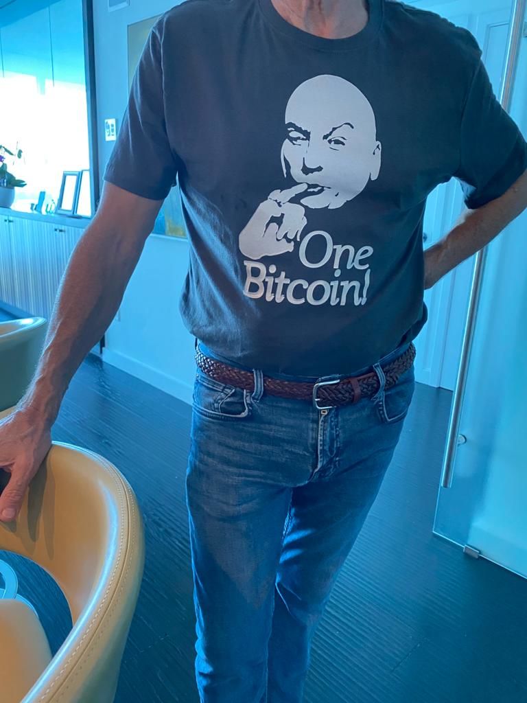 Customer photo review of One Bitcoin ! T-Shirt
