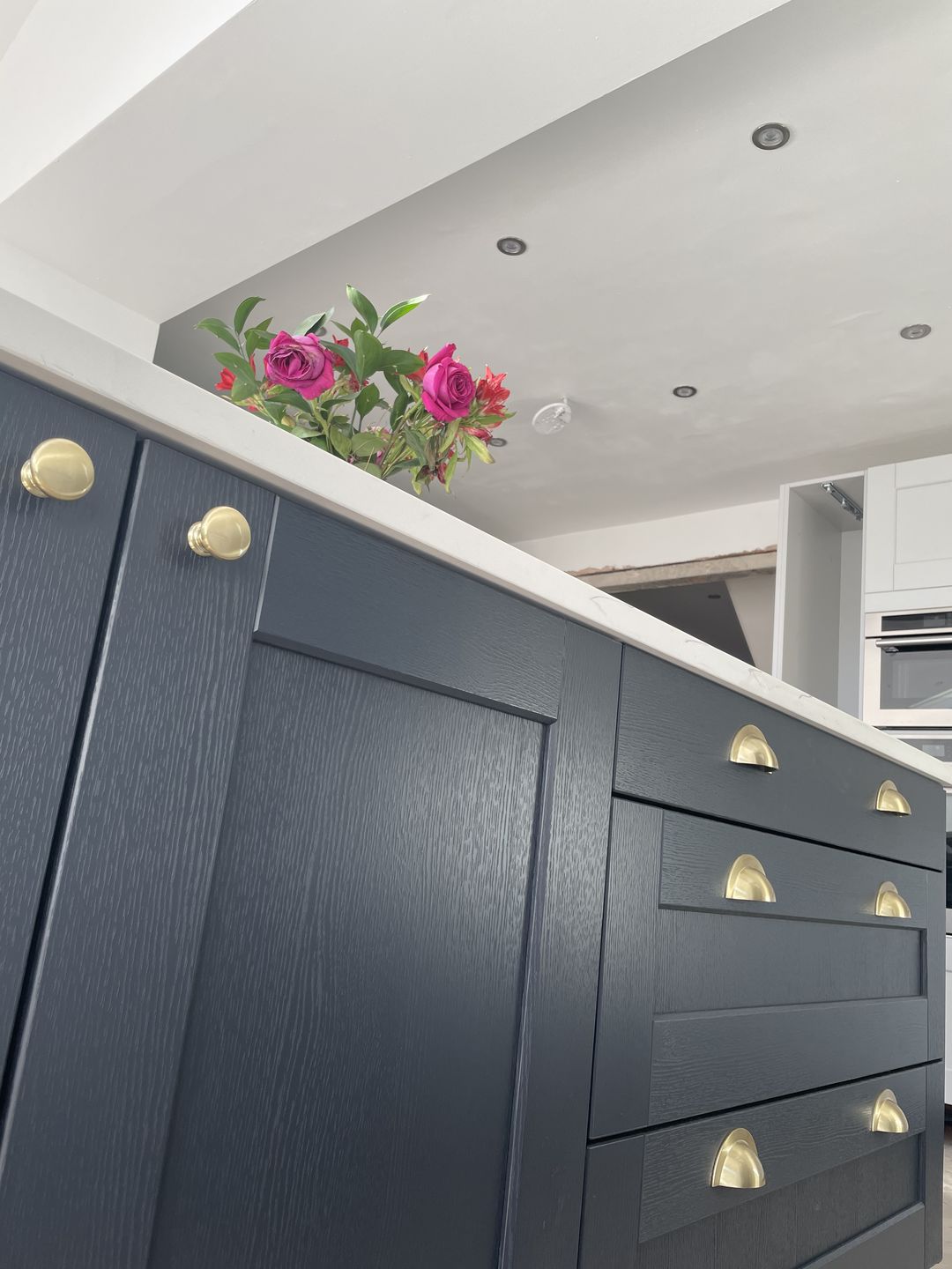 Customer photo review of Monmouth Brushed Satin Brass Handles