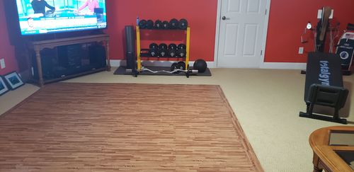 Customer photo review of SoftTiles Oak Wood Corner Borders