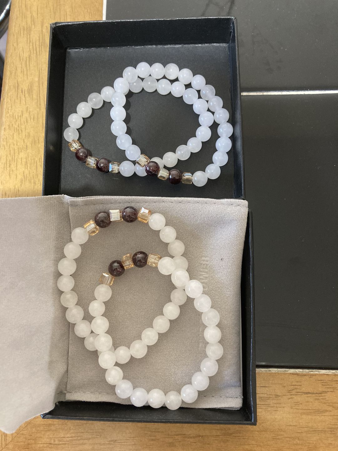 Customer photo review of Natural White Chalcedony Positivity Bracelet