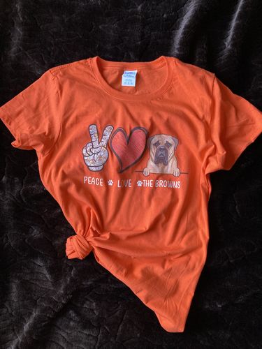 Customer photo review of Peace Love Dog - Personalized Custom Women T-shirt