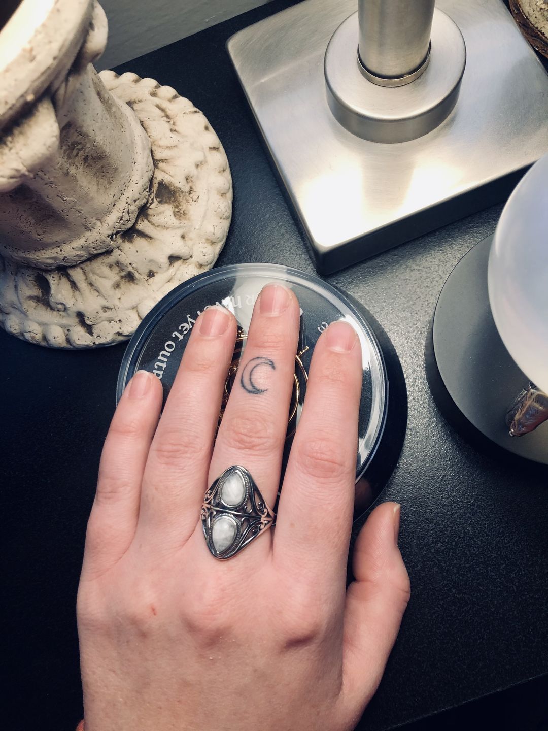 Customer photo review of Natural Rainbow Moonstone Ring