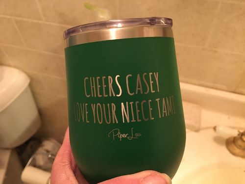 Customer photo review of Copy of Personalize (CUSTOM) 12oz Stemless Wine Cup