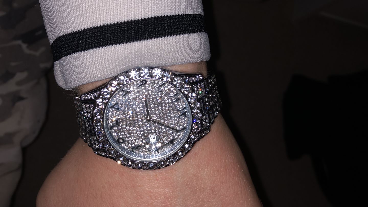 Customer photo review of Arabic Dial Diamond Simulant Watch - Silver