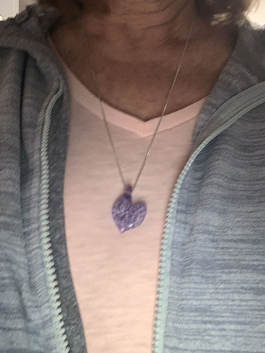 Customer photo review of Translucent Heart Pendant with Cremation Ashes