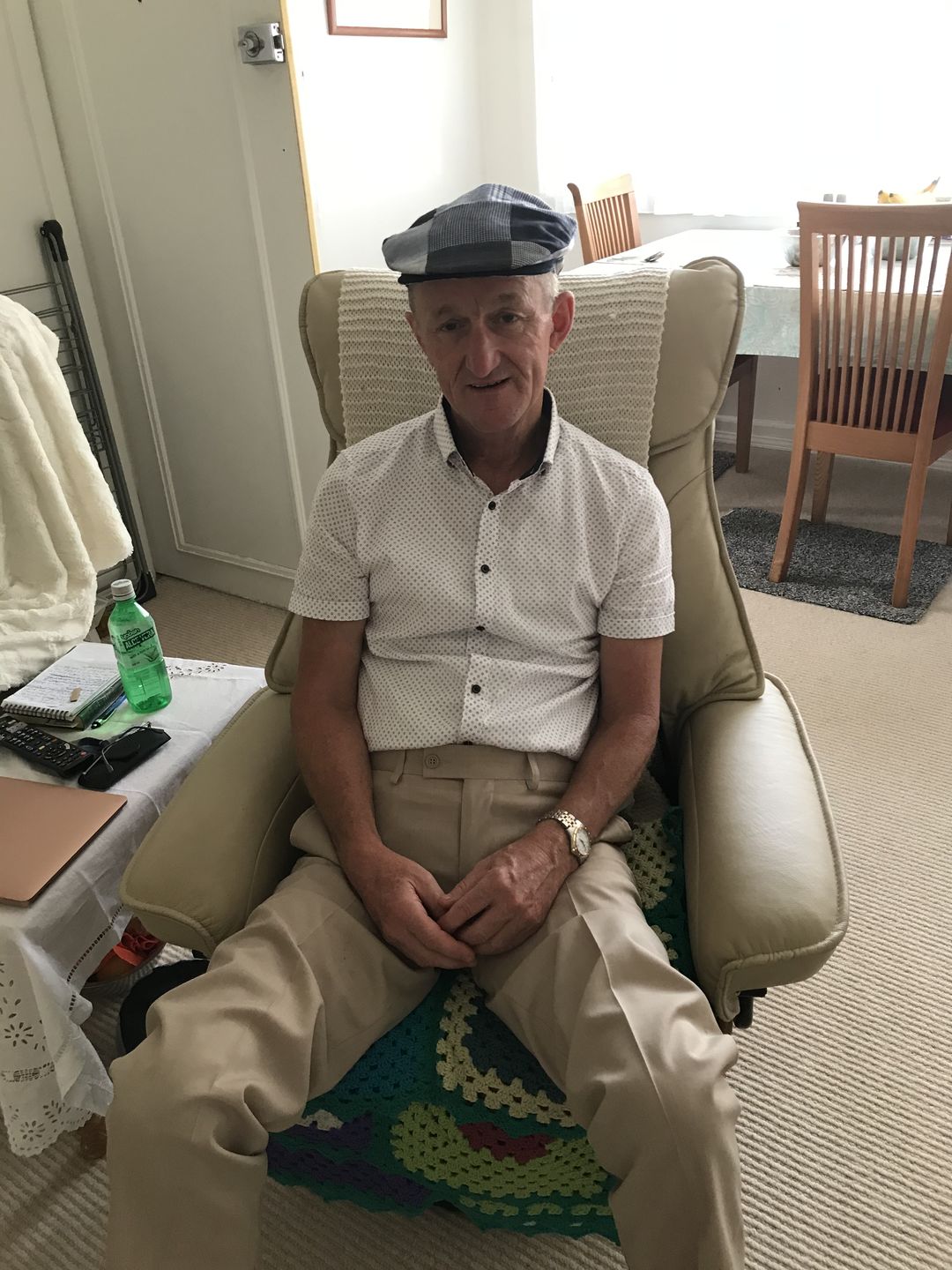 Customer photo review of Vintage Cap Patchwork Grey/Blue Linen