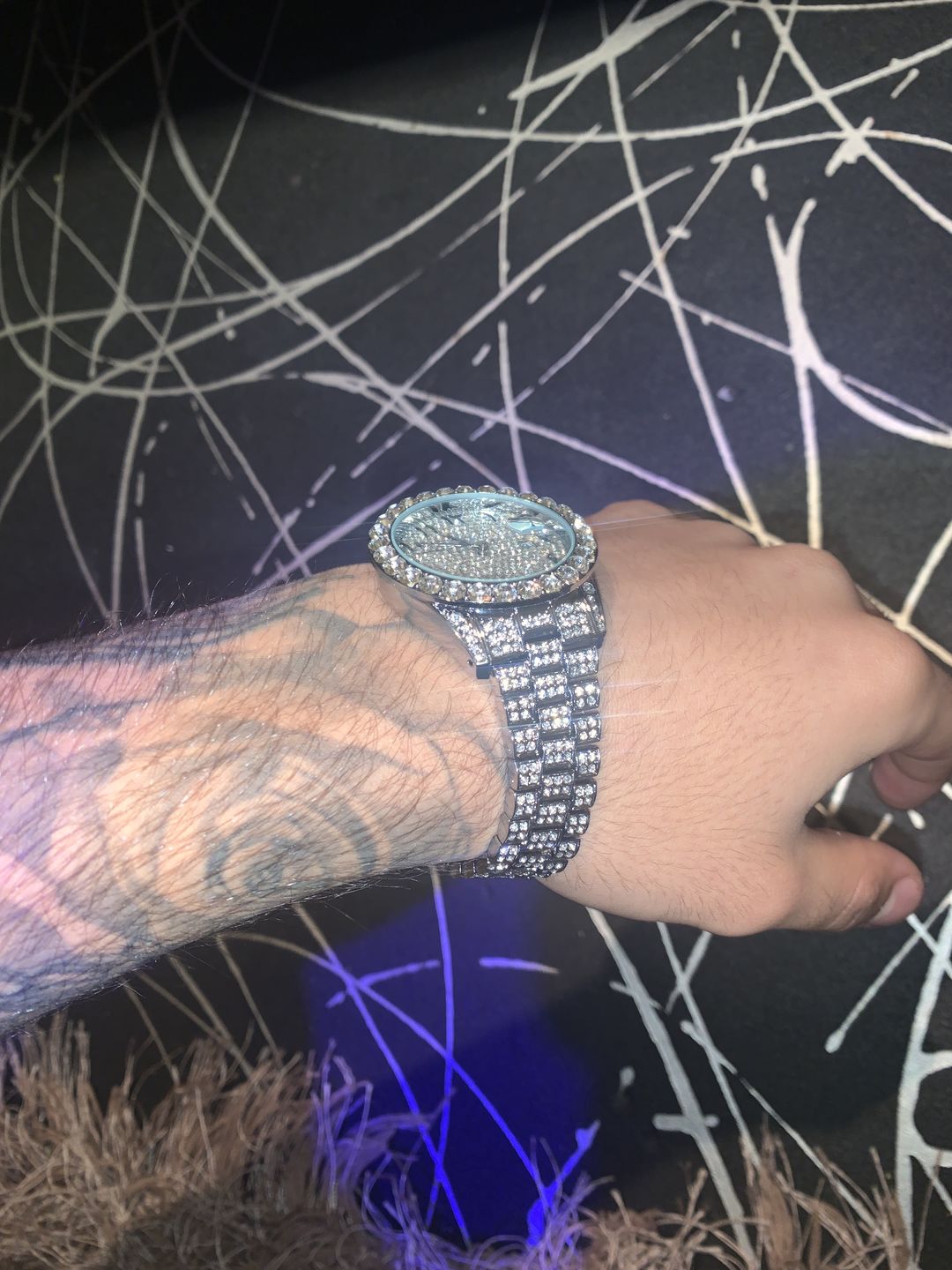 Customer photo review of Arabic Dial Diamond Simulant Watch - Silver
