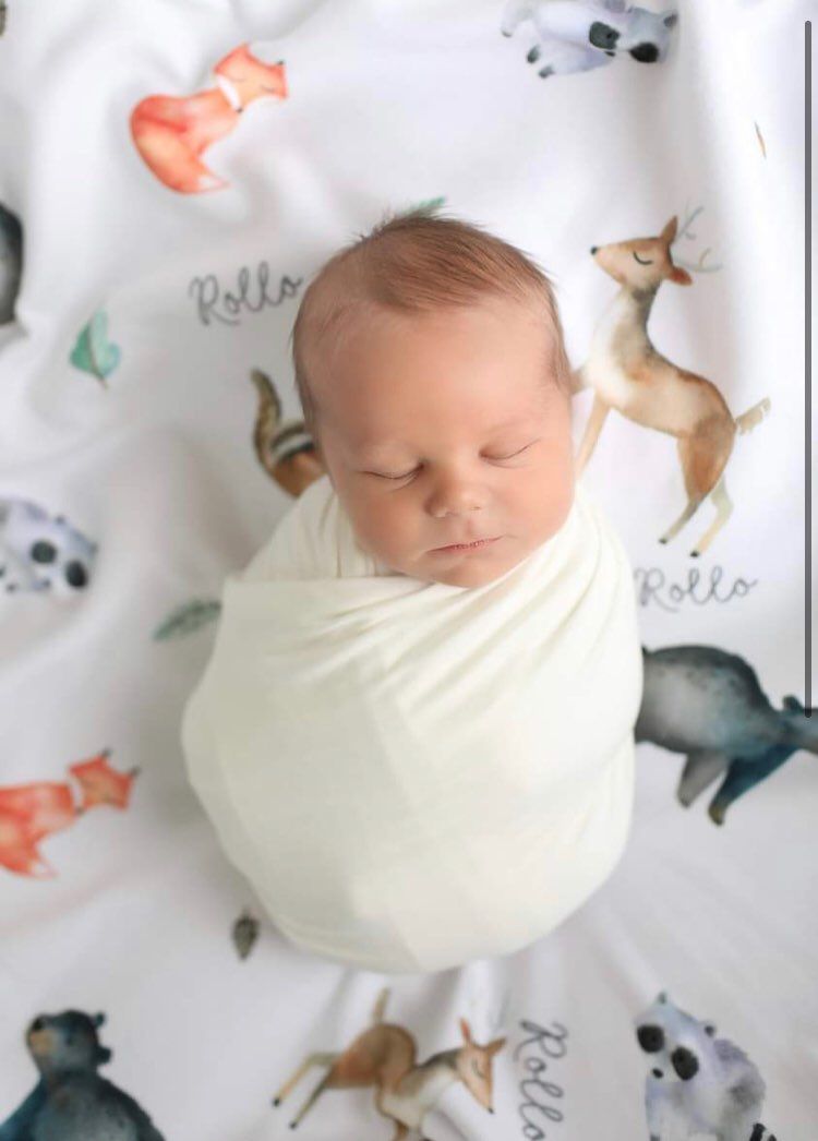 Customer photo review of Woodland Animals Personalized Baby Blanket