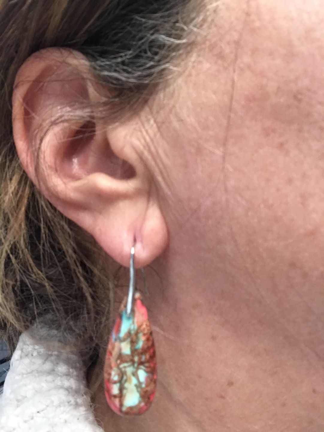 Customer photo review of Imperial Jasper Teardrop Earrings
