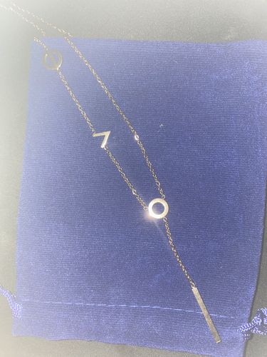 Customer photo review of Gold Dangle Charms Love Letters Choker Necklaces
