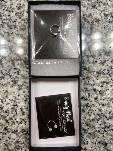 Customer photo review of Paved Gem Ends Horseshoe Rings